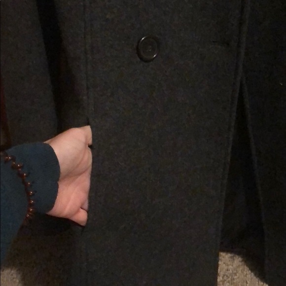 Charcoal 80% wool blend long coat size small - Picture 3 of 8